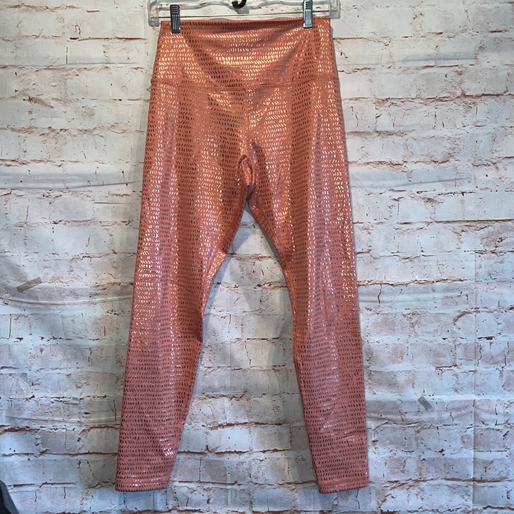 Glyder High Power leggings pink stretch elastic waistband pocket full length SM